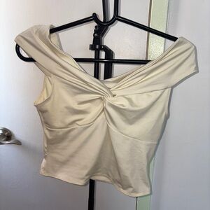Peppermayo Cream Twist-Front Top